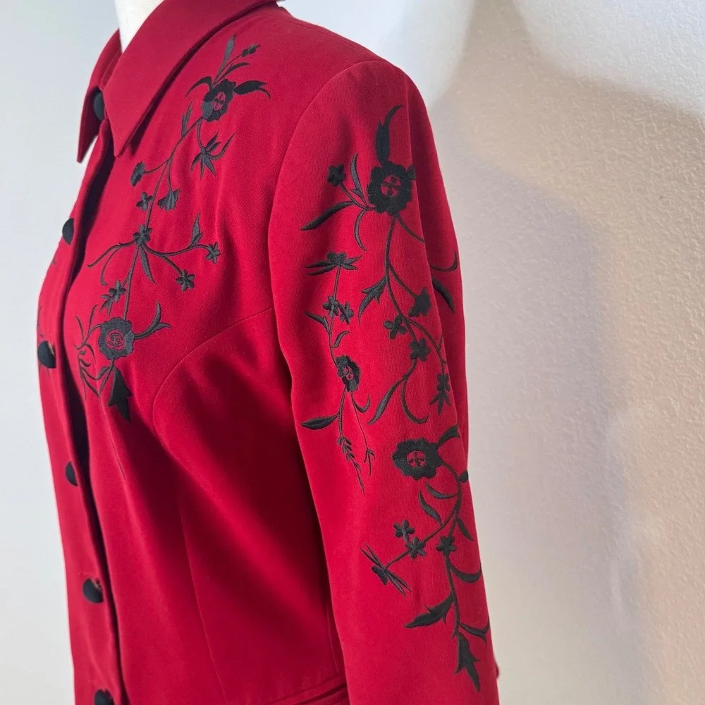 Hairston Roberson Women Embroidered‎ Button Front Jacket Sz 10 Red Western Rodeo